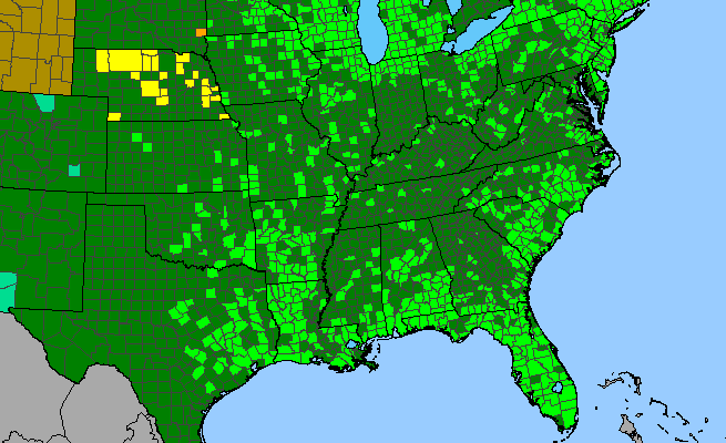The range of Nymphaea odorata